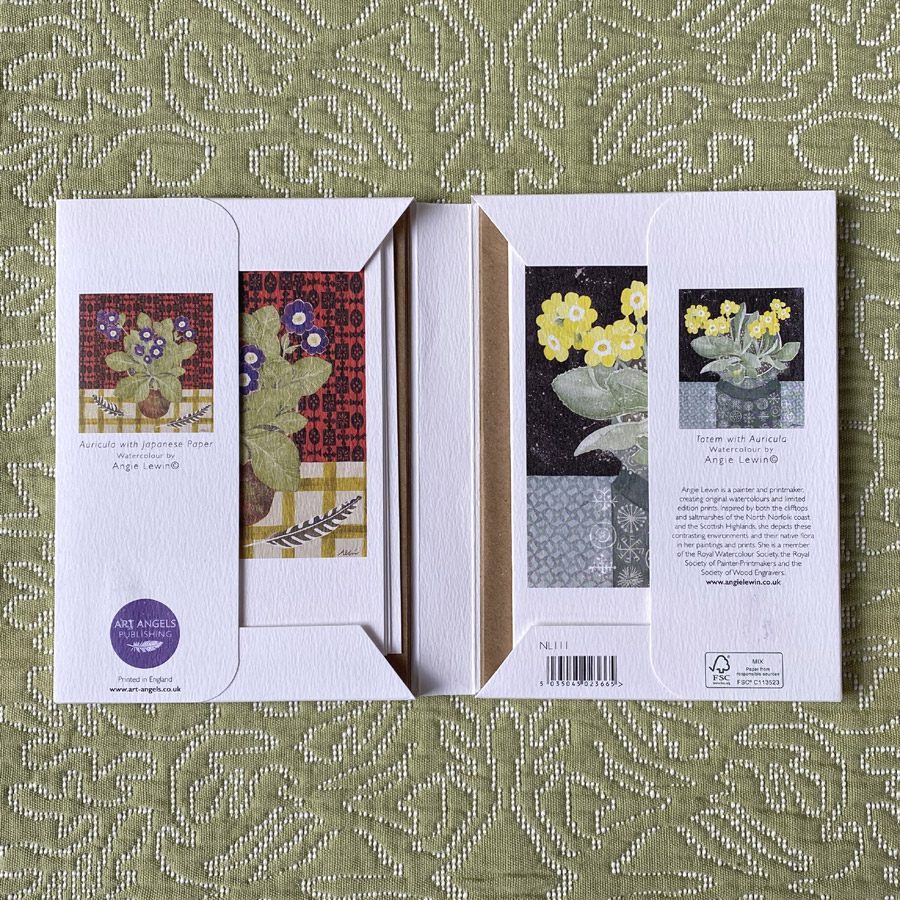 Angie Lewin Notecards - Auriculas