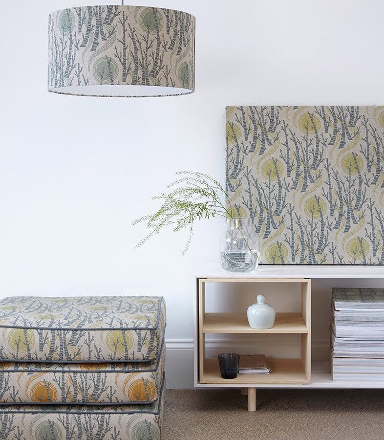 Angie Lewin Birch Tree Sun - Sea Mist and Duck Egg