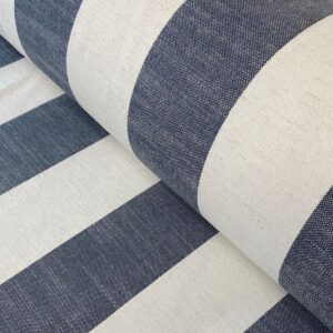 wide striped fabric in indigo
