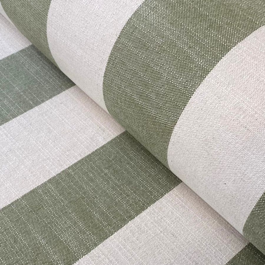 Striped Fabric Upholstery in sage green