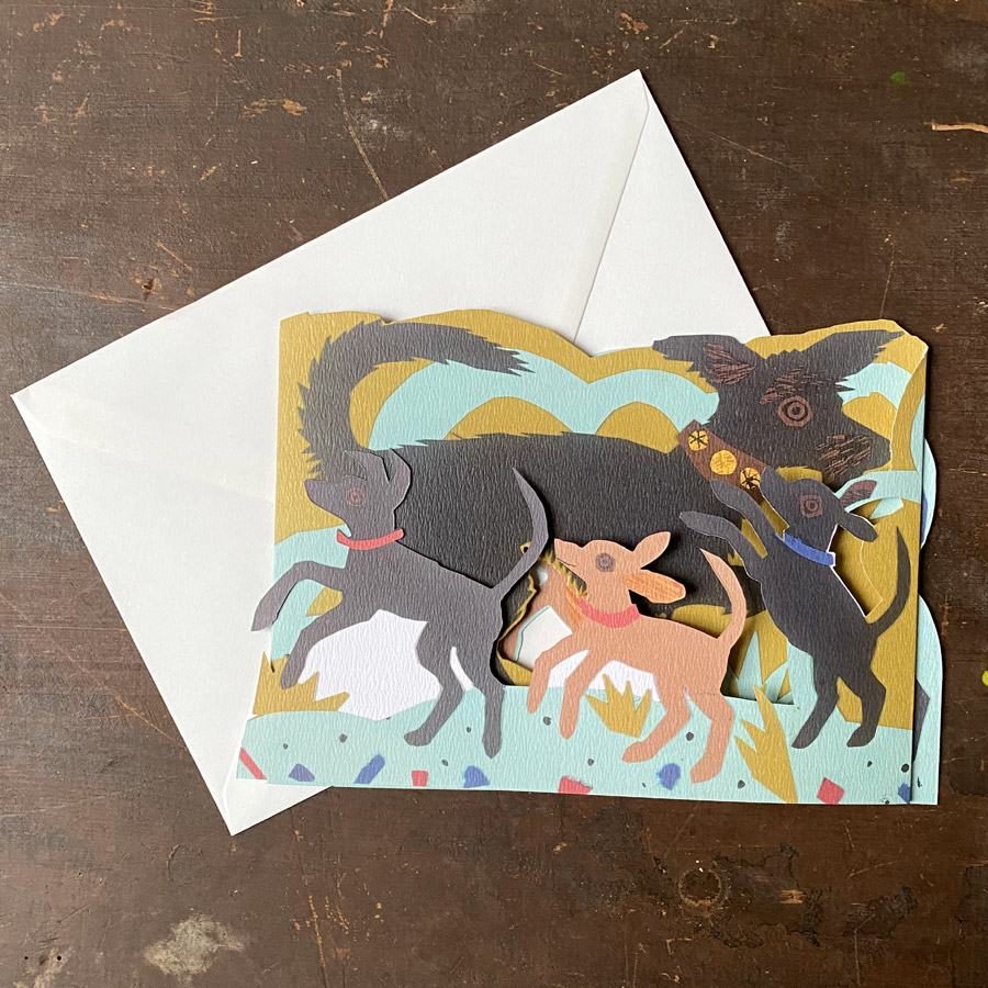 Mark Hearld Fold out Card - Puppy Parade