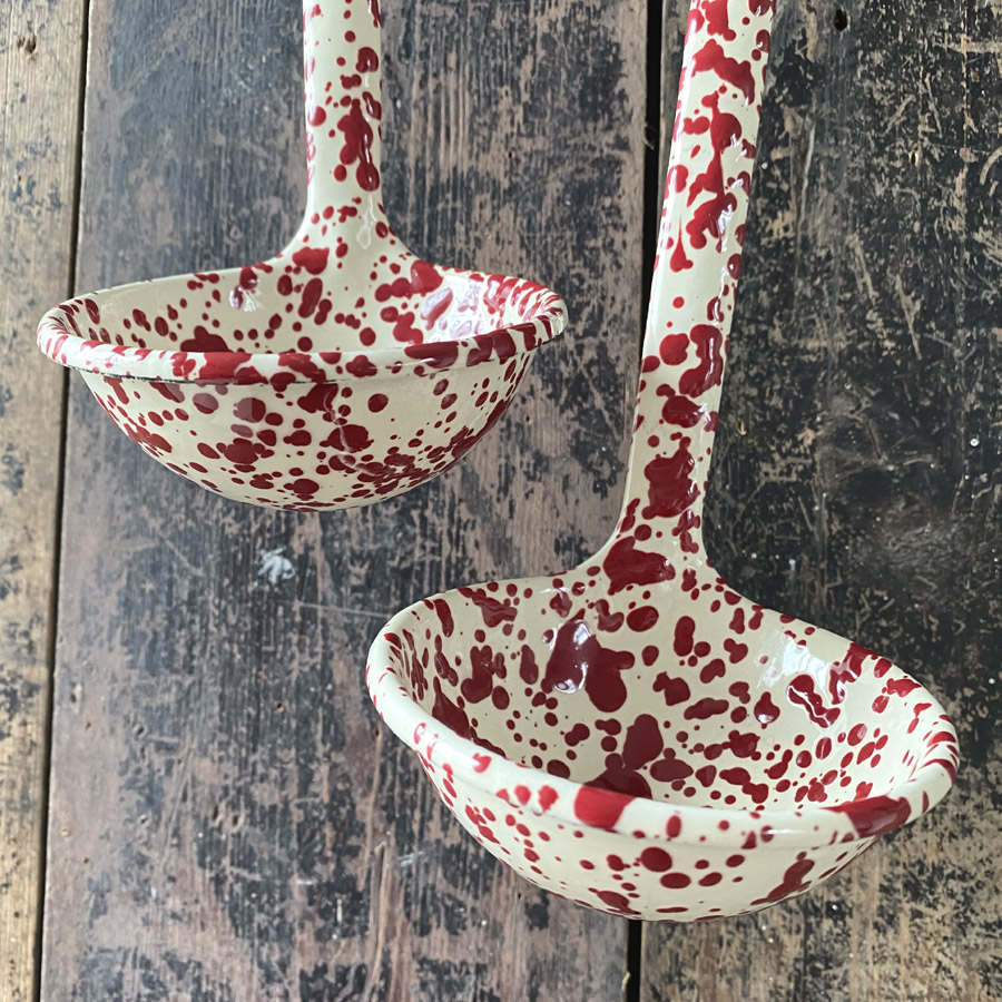 Enamelware Ladle - Burgundy and Cream