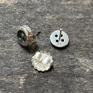 Oxidised Silver Button Earrings CDLT 3/16a - Image 2