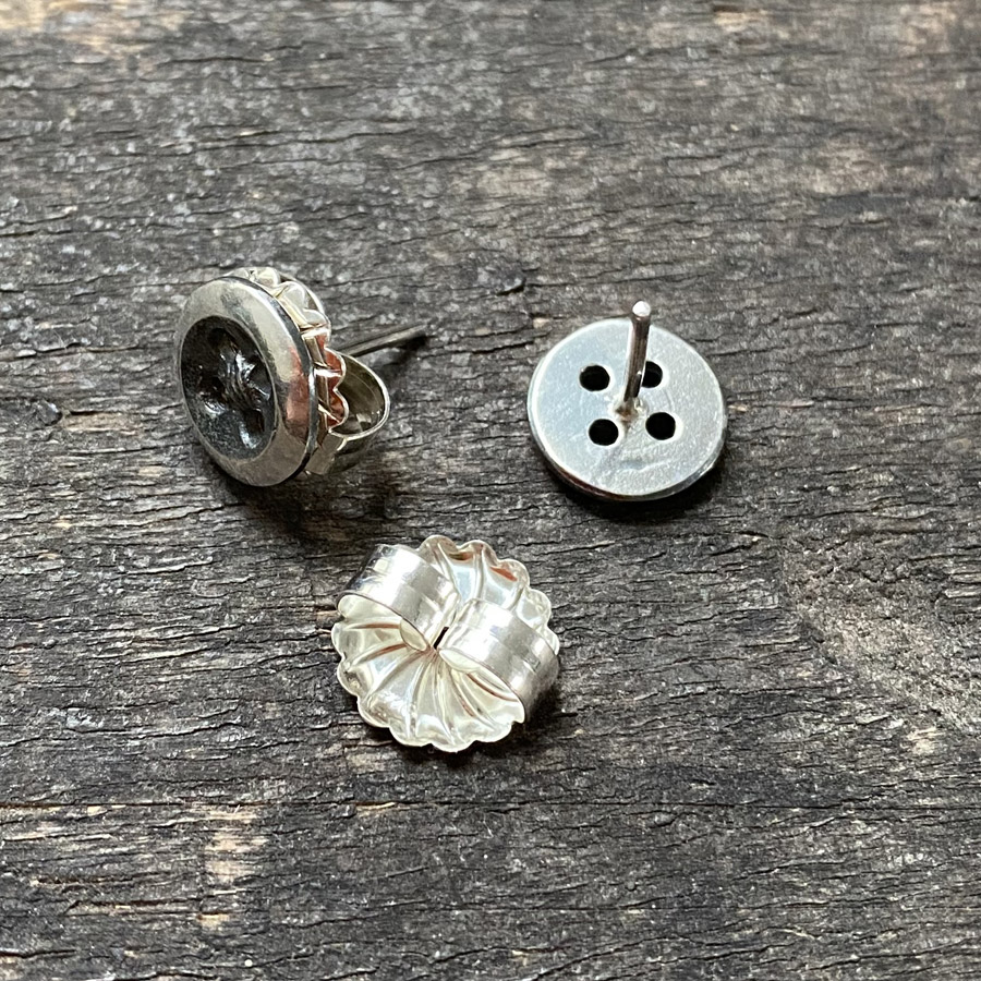 Oxidised Silver Button Earrings CDLT 3/16a