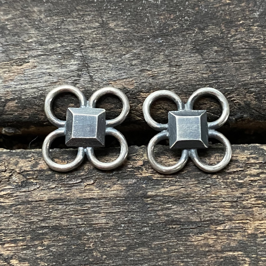 Oxidised Silver Quatrefoil Earrings CDLT 3/7
