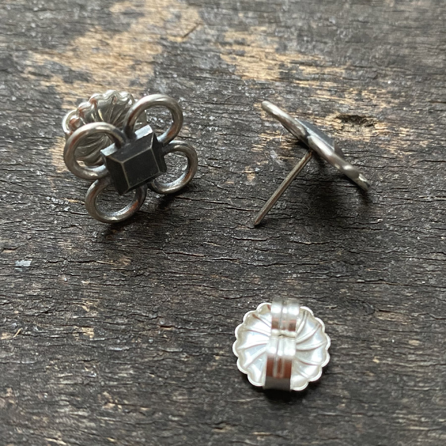 Oxidised Silver Quatrefoil Earrings CDLT 3/7
