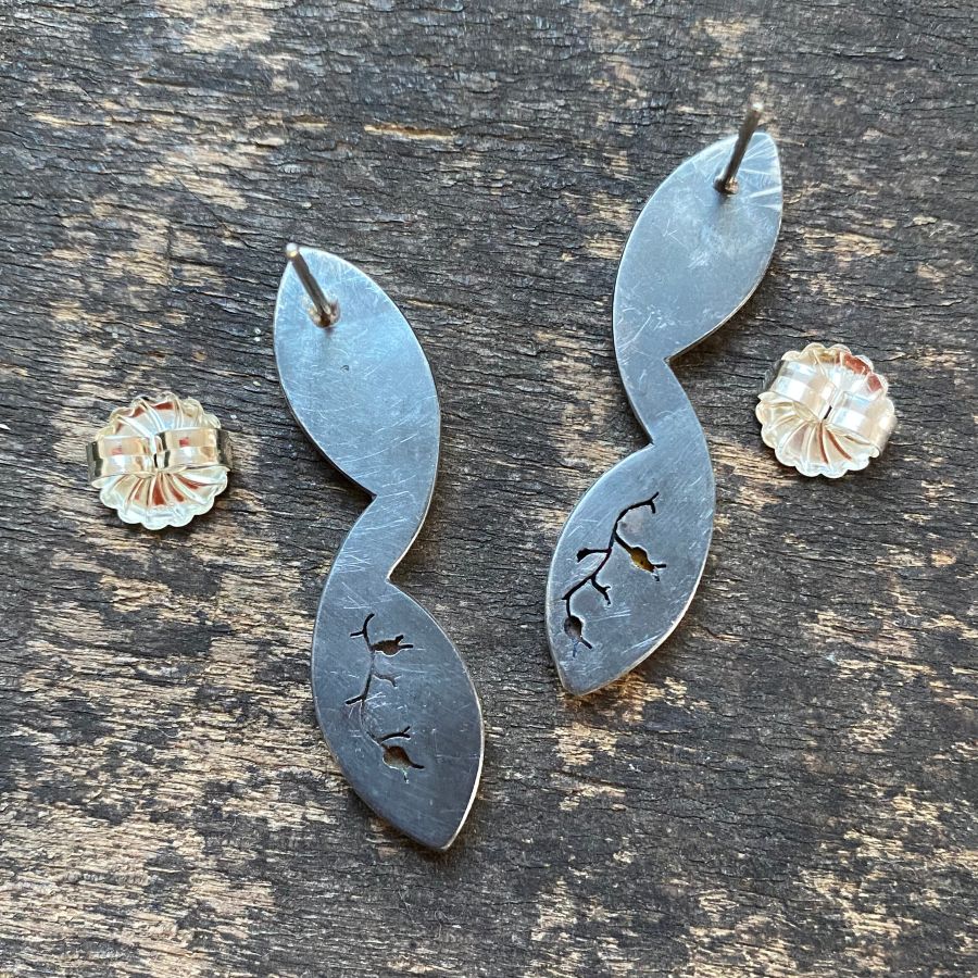 Long Oxidised Silver Earrings CDLT 3/9