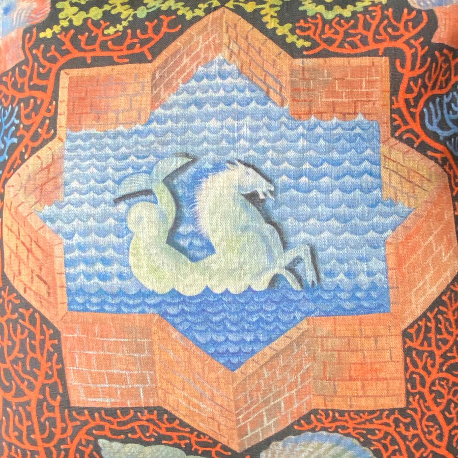 Clive Hicks Jenkins Cushion - Hortus Conclusus Hippocampus