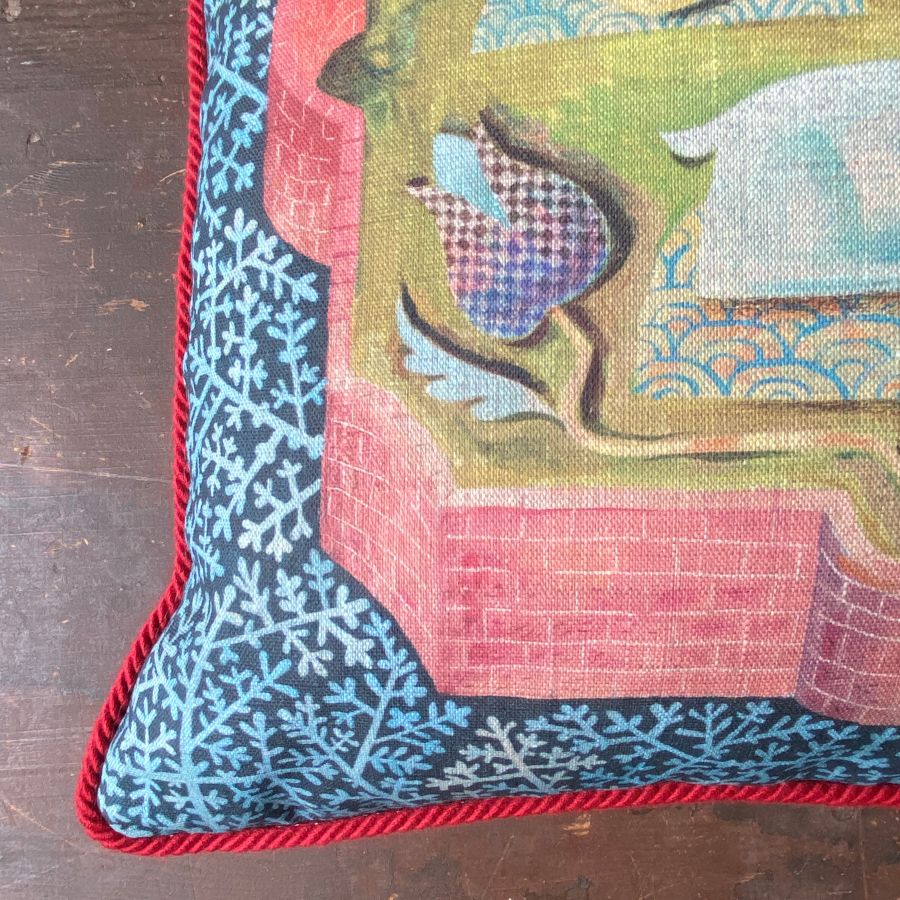 Clive Hicks Jenkins Cushion - Hortus Conclusus White Hart