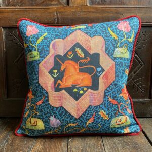 Clive Hicks Jenkins Cushion - Hortus Conclusus Unicorn - Image 1