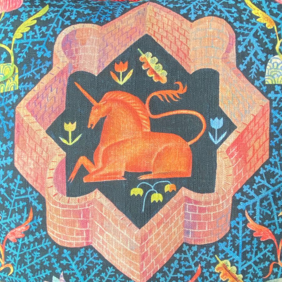 Clive Hicks Jenkins Cushion - Hortus Conclusus Unicorn