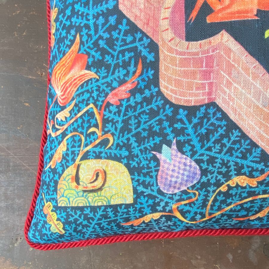 Clive Hicks Jenkins Cushion - Hortus Conclusus Unicorn