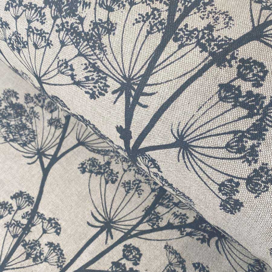 cow parsley fabric in a dark indigo blue