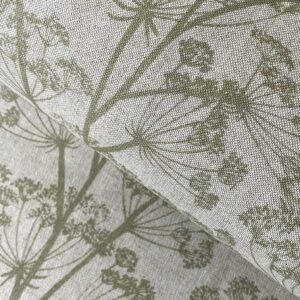 cow parsley design fabric in sage green