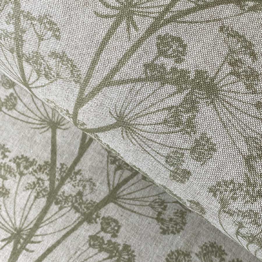 cow parsley design fabric in sage green