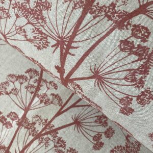 Cow parsley fabric in soft red