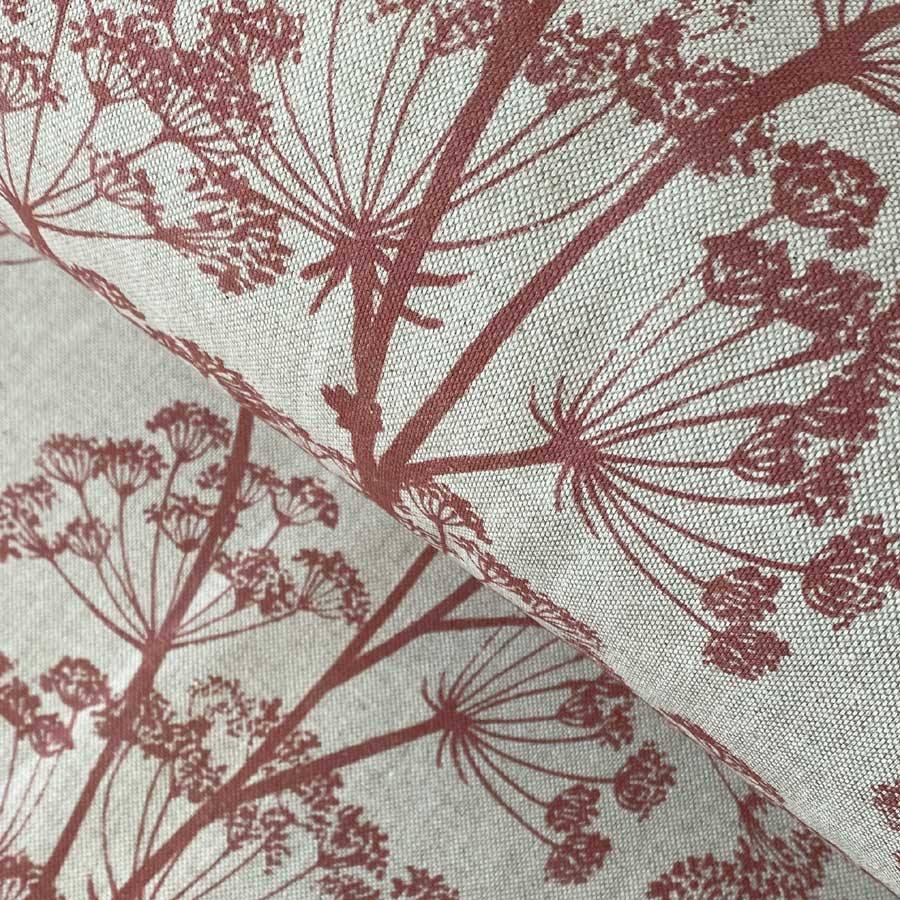 Cow parsley fabric in soft red