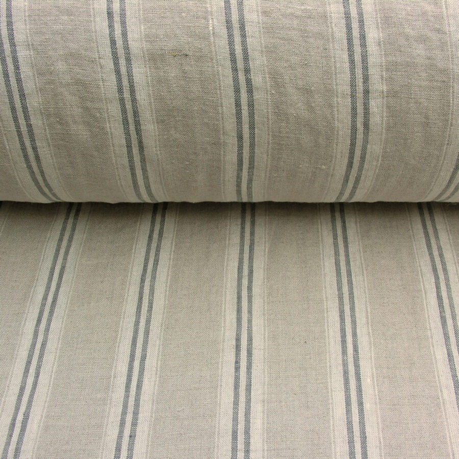 Washed Linen Oland Stripe - Grey