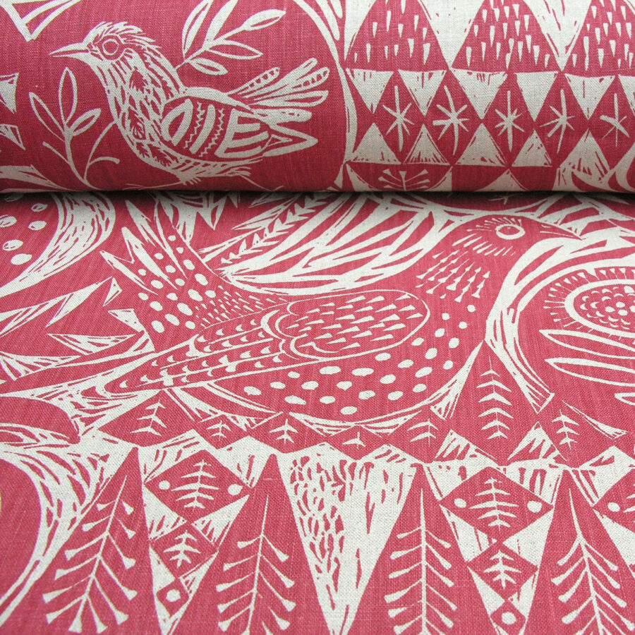 Mark Hearld Bird Garden - Cherry Red