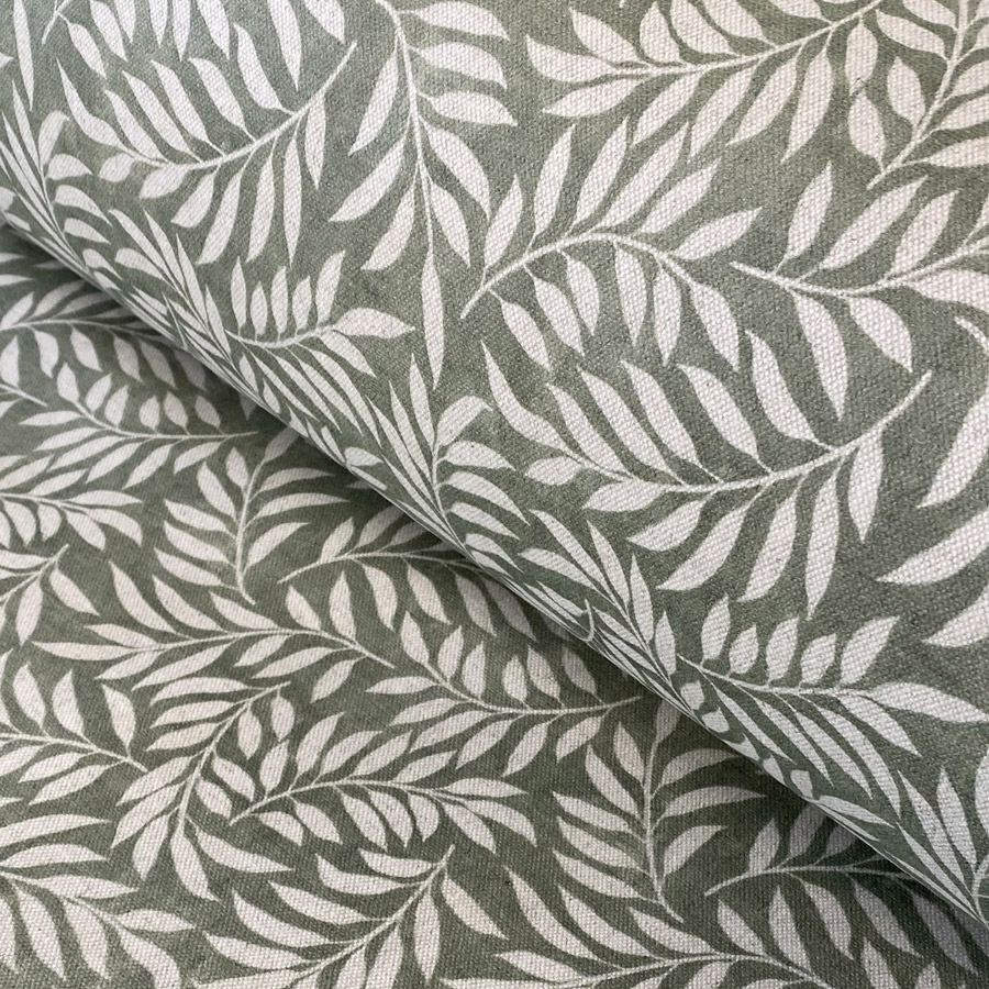 extra wide fabric with sage green willow design