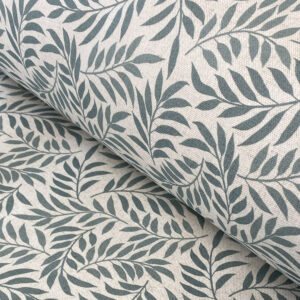 extra wide fabric blue willow leaves