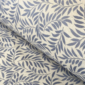 extra wide fabric with blue willow leaves