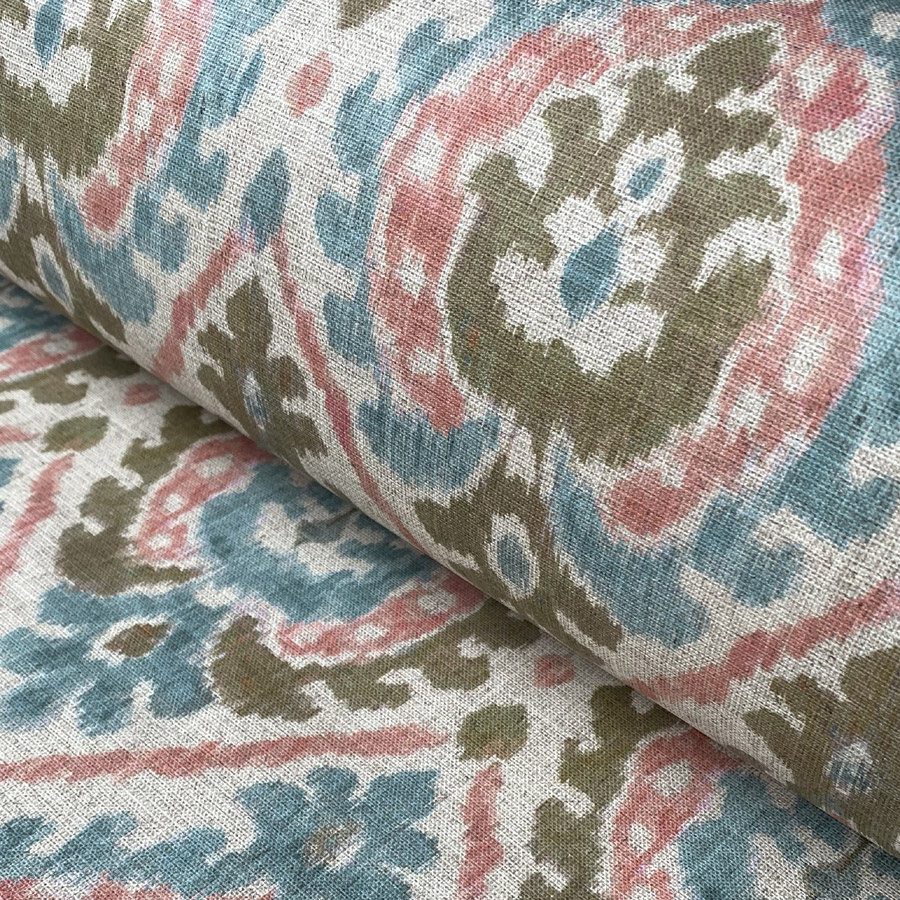 Extra Wide Ikat Fabric in pink and blue