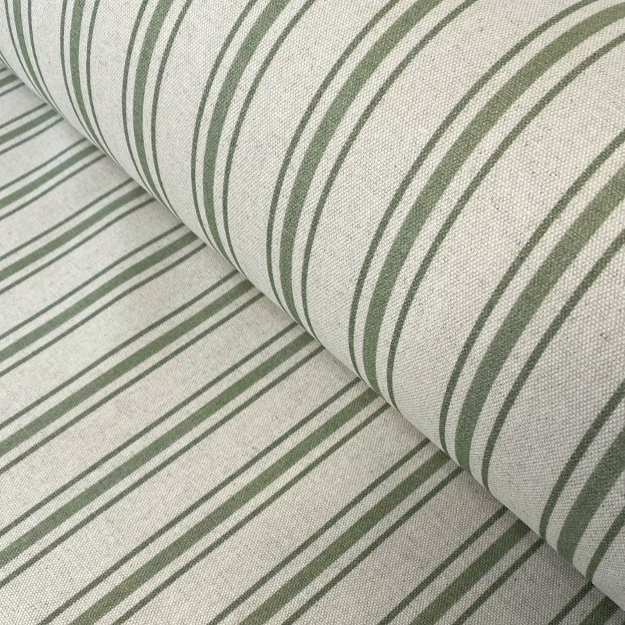 Extra Wide Green Striped Fabric
