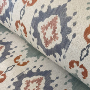 extra wide ikat design fabric in blue