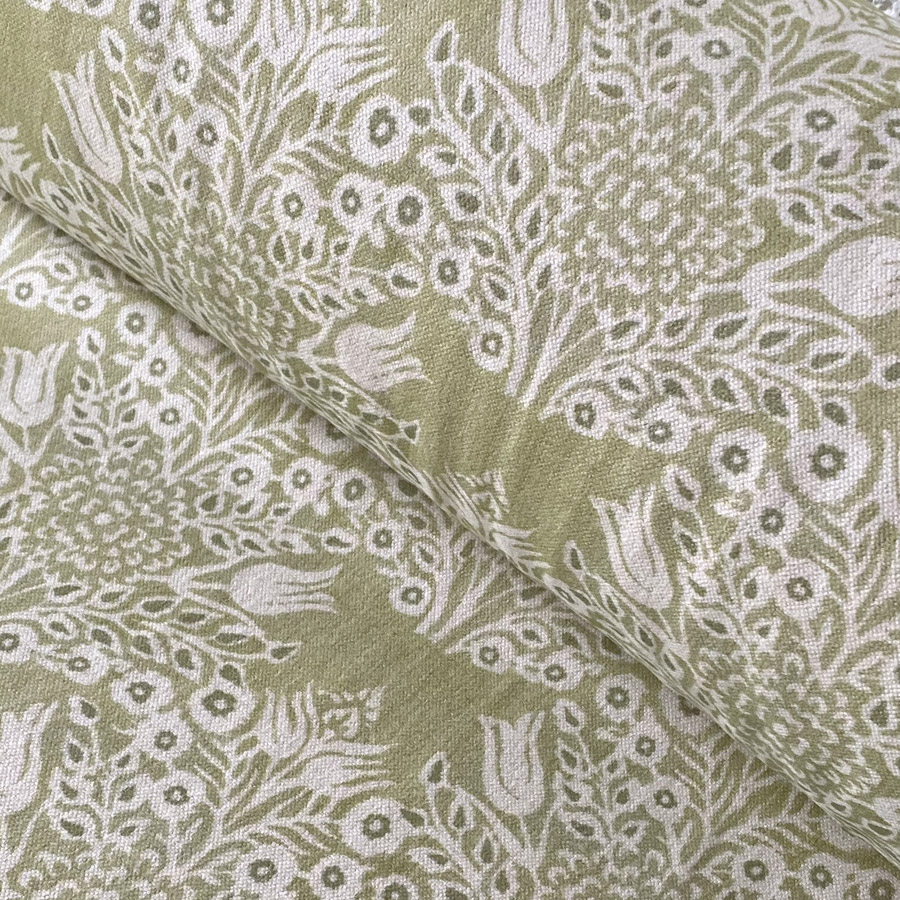 Extra Wide fabric with sage green floral design