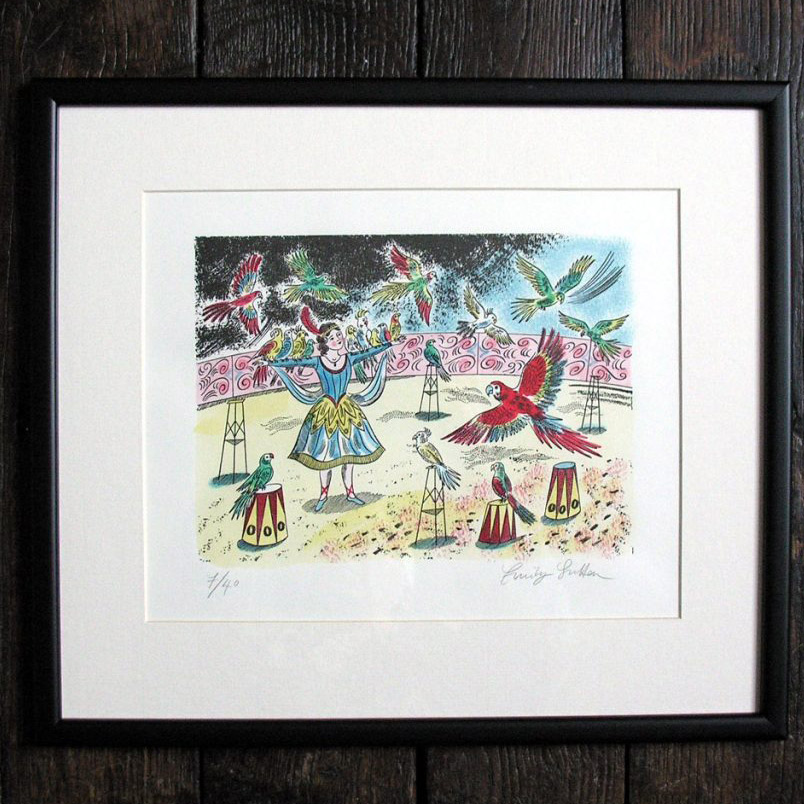 Parrot Show, Framed Print by Emily Sutton