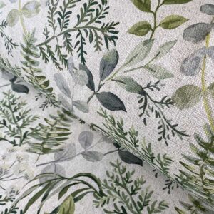 Extra wide fabric with leaf design in green