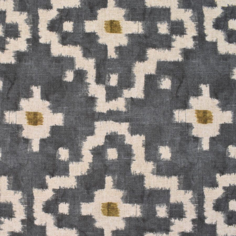 EW Solitaire fabric for curtains & Blinds in slate grey and with ochre detail