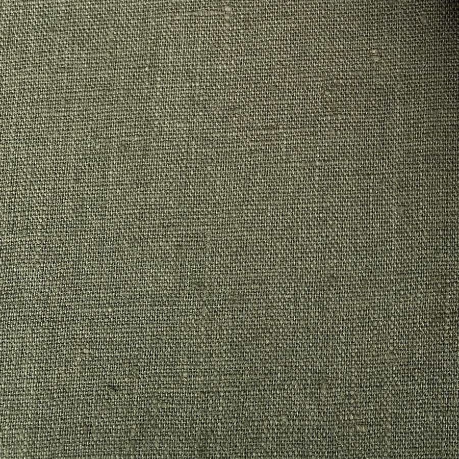 Deep olive green washed linen fabric