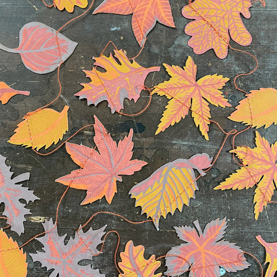 Recycled Paper Garland - Autumn Leaves