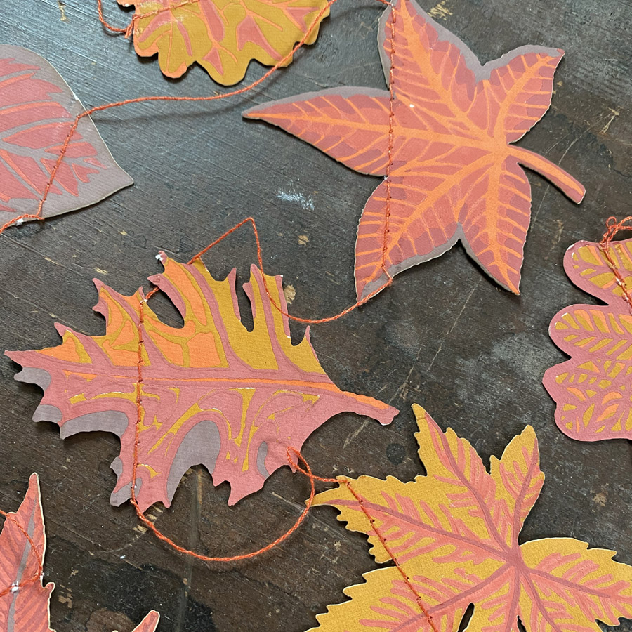 Recycled Paper Garland - Autumn Leaves