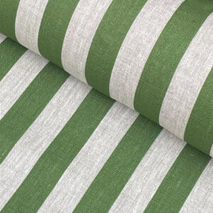 Stripe Linen Fabric in Leaf Green