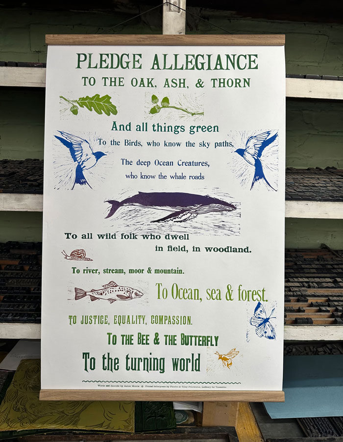 Pledge Letterpress Poster by Jackie Morris
