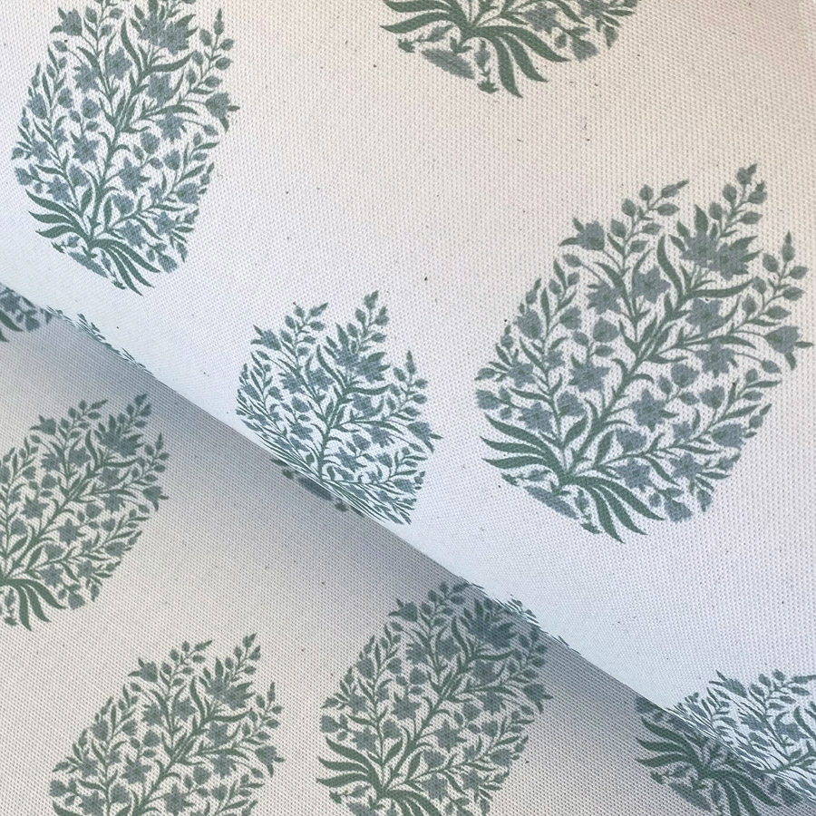 Kamala on Ivory - Soft Green and Duckegg
