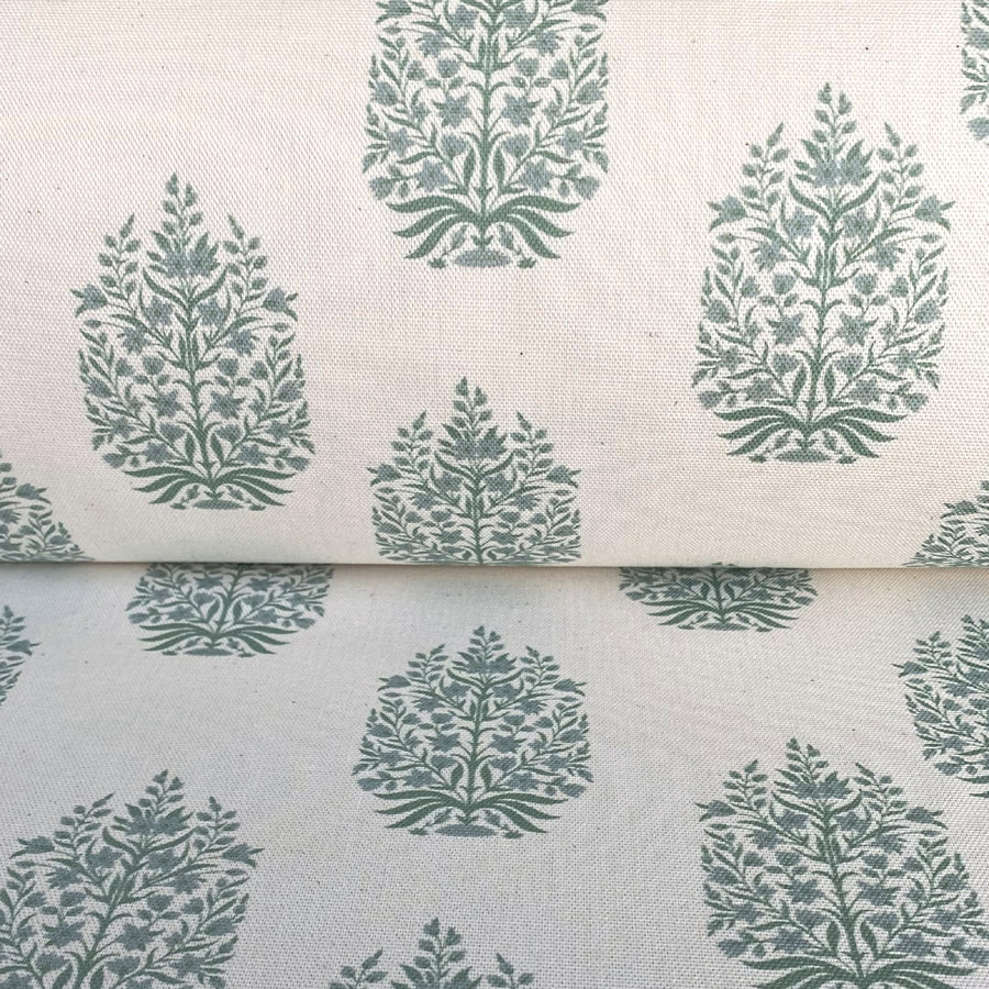 Kamala on Ivory - Soft Green and Duckegg