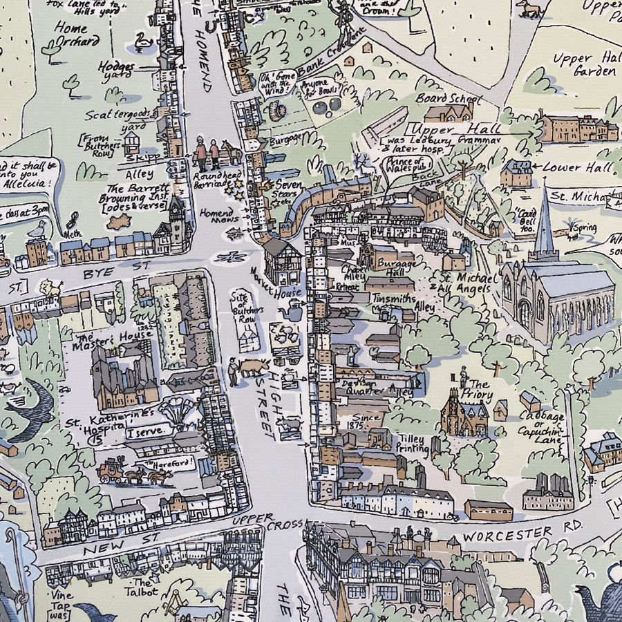 The Town of Ledbury Print by Katy Alston