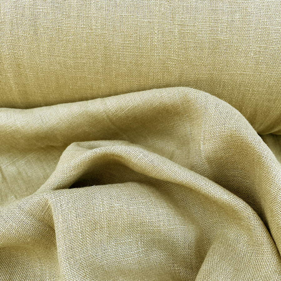 100% Linen fabric with a super soft drape in a soft khaki green. Suitable for curtains and blinds where a good drape is uppermost.