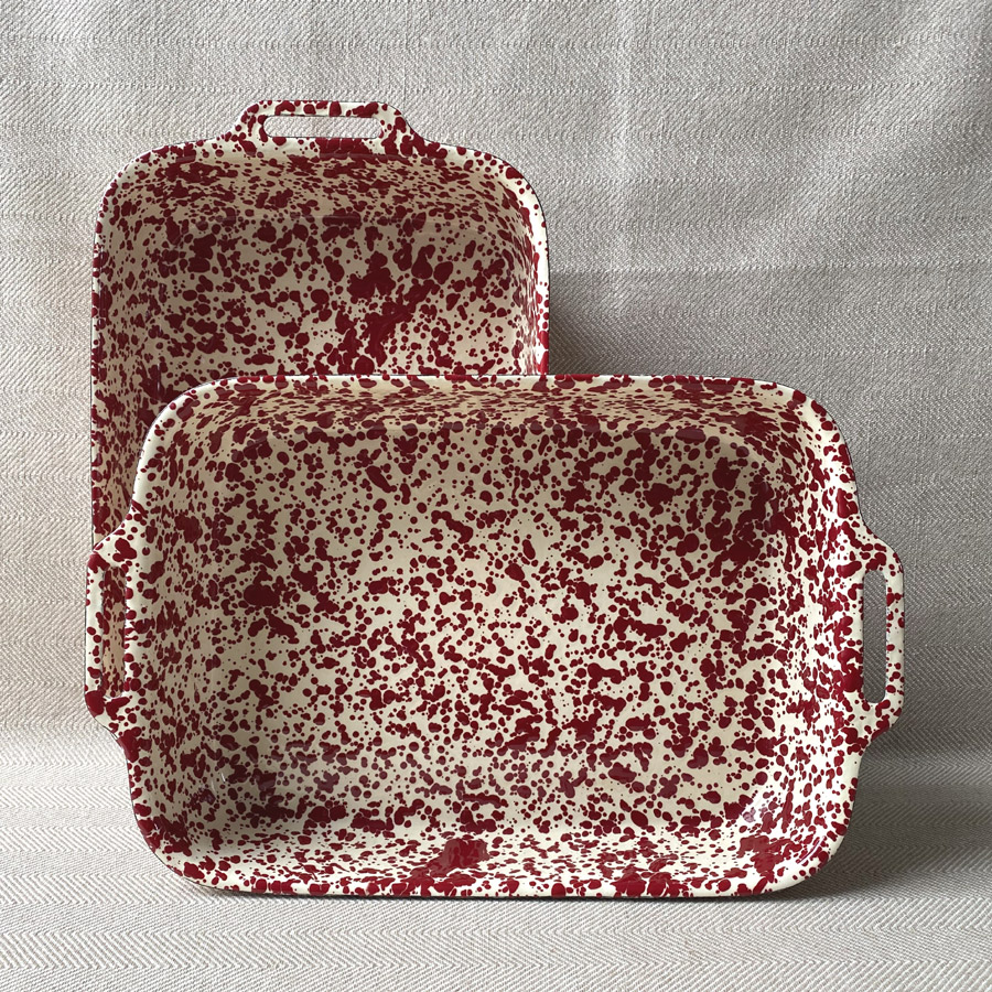 Enamelware Lasagna Pan - Burgundy and Cream