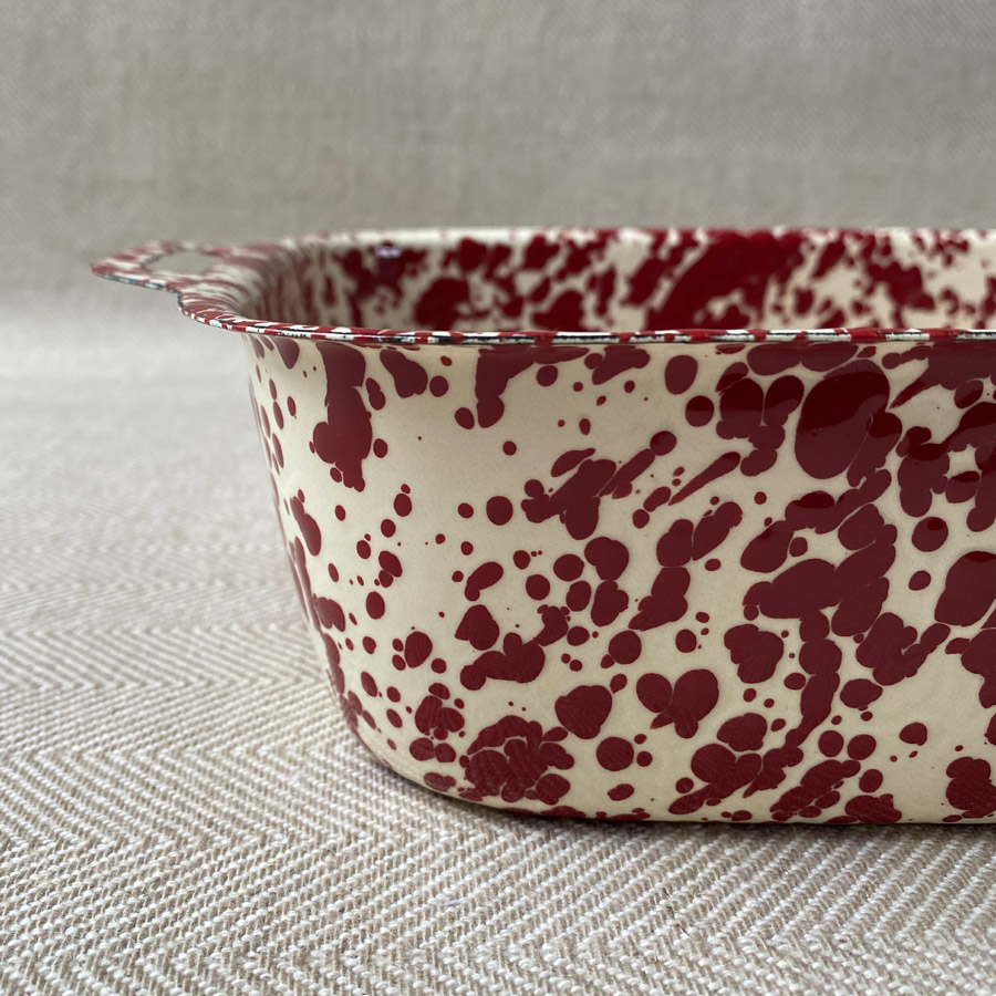 Enamelware Lasagna Pan - Burgundy and Cream