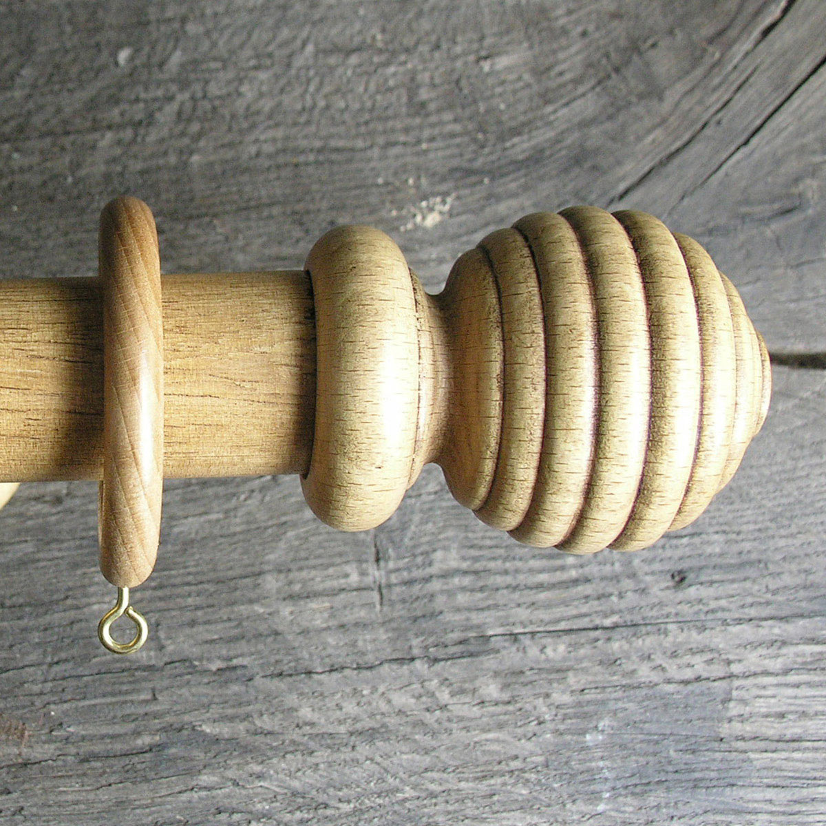 35mm Wooden Curtain Pole Set - Light Oak - Image 3