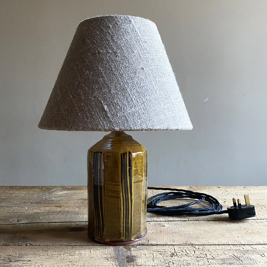 pottery lamp made in slipware