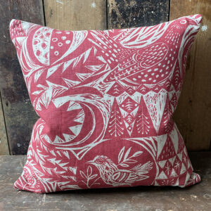Bird Garden Cushion - Cherry Red - Image 1