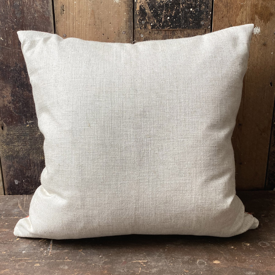 Squirrel and Sunflower Cushion - Brick Red