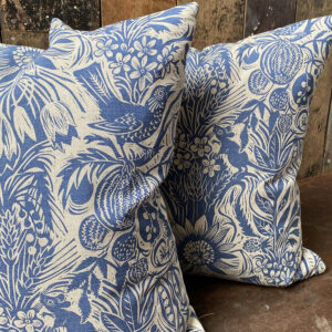 Squirrel and Sunflower Cushion - Indigo - Image 4