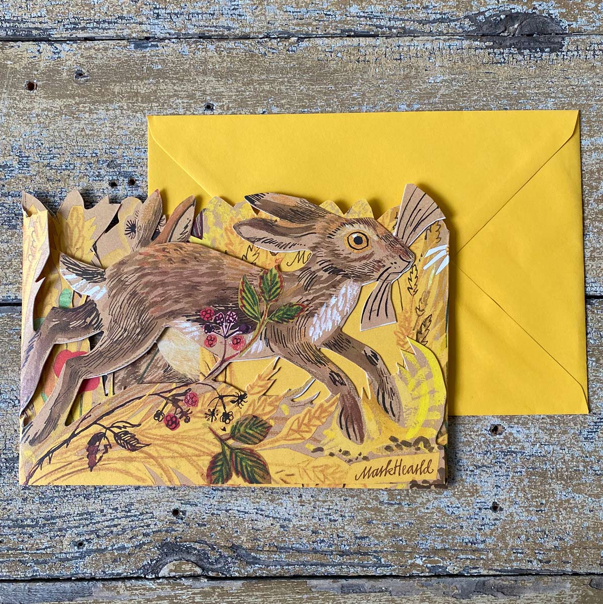 Mark Hearld Fold out Card - Hares - Image 2
